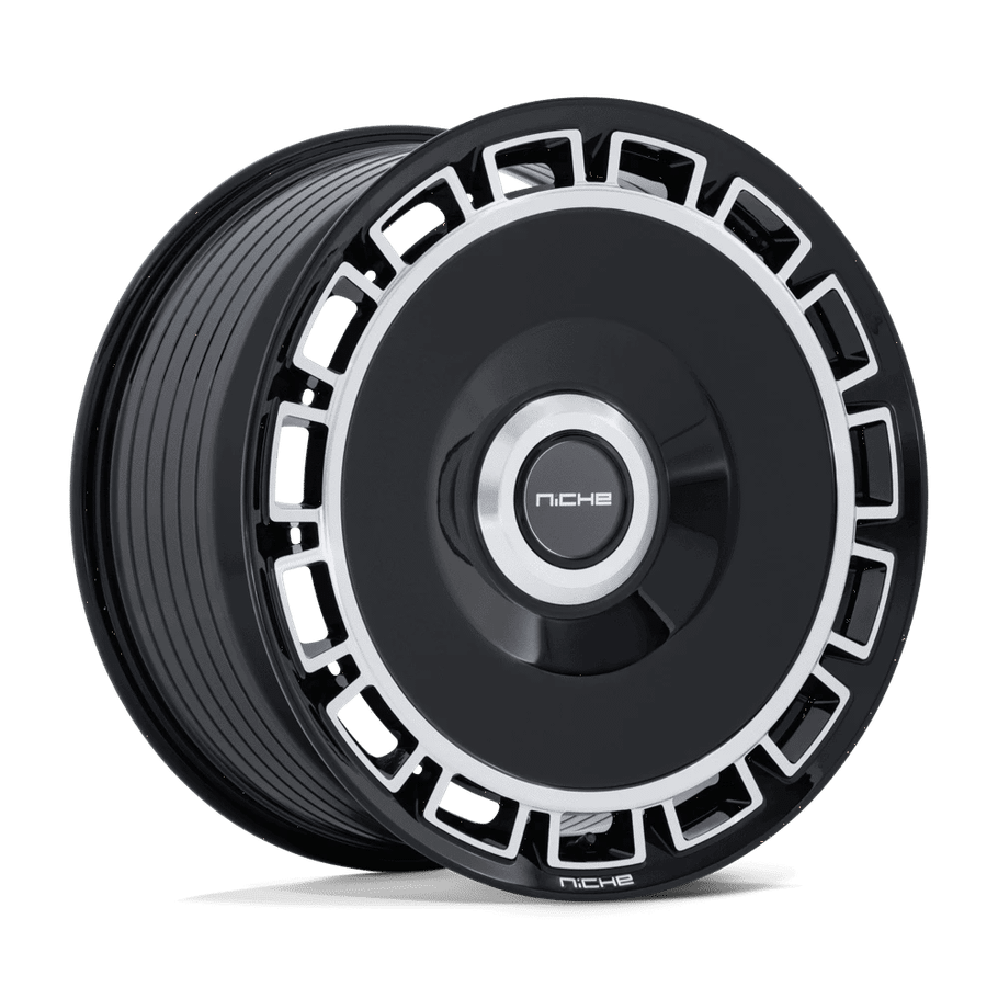 Niche NC287 VENICE 22x10 ET20 CUSTOM 72.56mm GLOSS BLACK W/ MACHINED FACE (Load Rated 1134kg)