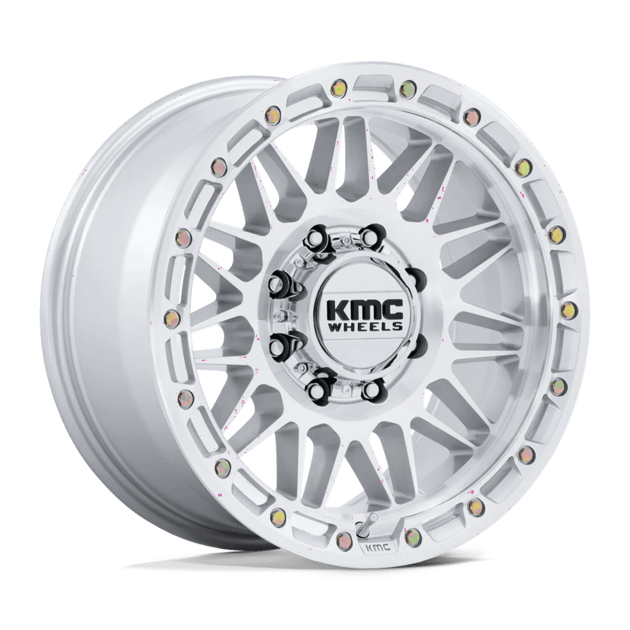 KMC KM555 ATTACK 18x9 ET0 8x180 124.20mm GLOSS SILVER W/ MACHINED FACE (Load Rated 1678kg)