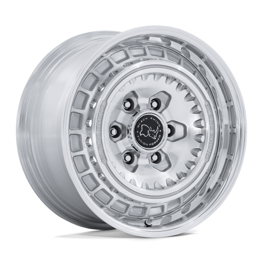 Black Rhino BR601 BASTION 17x8.5 ET25 6x139.7 106.10mm GLOSS SILVER W/ MACHINED FACE POLISHED LIP (Load Rated 1678kg)