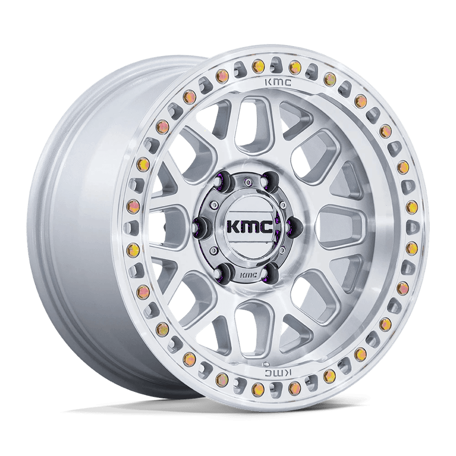 KMC KM549 GRS 18x9 ET18 8x170 125.10mm GLOSS SILVER W/ MACHINED FACE (Load Rated 1678kg)