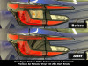 Before & After Black out (20%) rear turn signals on a Subaru Impreza/Crosstrek, 2024, 2025, 2026, 2027, 2028