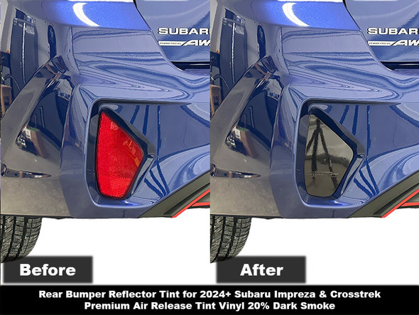 Before & After Black out (20%) Rear Reflector Light Tint on a Subaru Impreza/Crosstrek, 2024, 2025, 2026, 2027, 2028