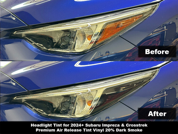 Before & After Black out (20%) Headlight Tint on a Subaru Impreza/Crosstrek, 2024, 2025, 2026, 2027, 2028