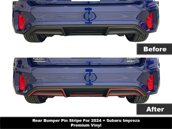 Before & After Rear Bumper Pinstripes on a Subaru Impreza/RS, 2024, 2025, 2026, 2027, 2028