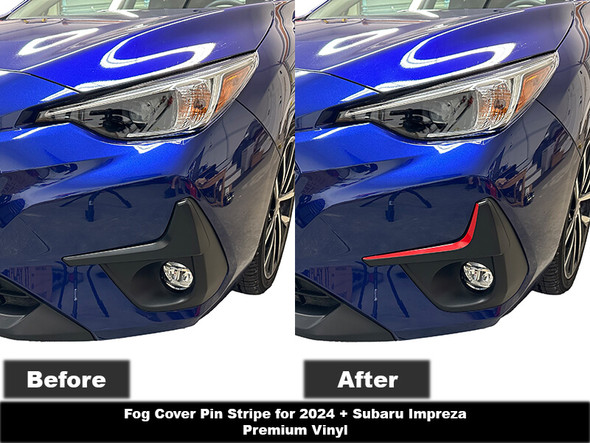 Before & After Fog Light Cover Pinstripes on a Subaru Impreza/RS, 2024, 2025, 2026, 2027, 2028