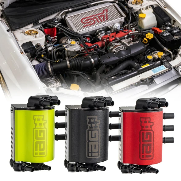 IAG V3 Air Oil Separator Kit with custom hoses and bracket for 2002-2007 Subaru WRX STI