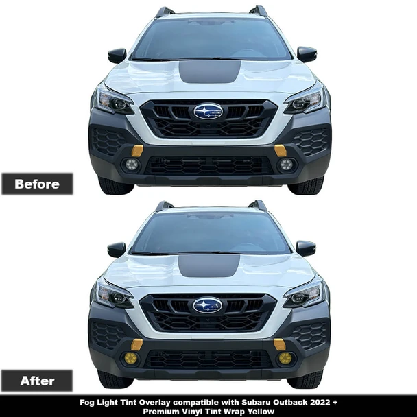 Before & After: Yellow/Orange/Amber Fog Light Tint for Subaru Outback, Forester, and Crosstrek Wilderness 2022, 2023, 2024, 2025