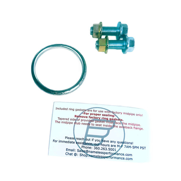 New Subaru Axleback Exhaust Ring Gasket and Hardware Kit for Single Exit Exhaust and Factory Midpipe