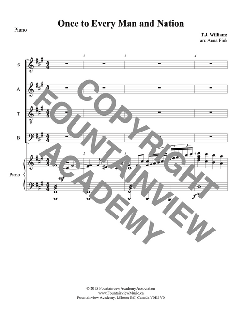 Once to Every Man and Nation (2015) - Choir and Piano