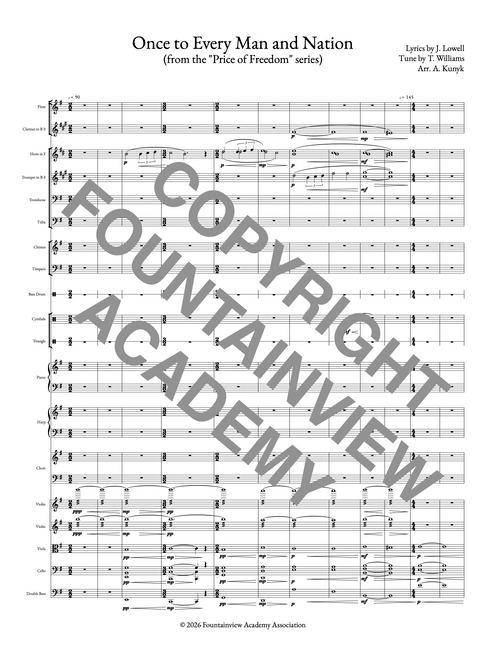 Once to Every Man and Nation (2024) - Score and Parts