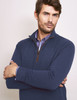 Men's Luxury Lambswool half zip knit, marlin blue, by Vedoneire of Ireland