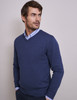 Luxury Lambswool dark blue V- Neck sweater