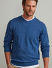 Men's cotton cashmere V neck, blue, by Vedoneire of Ireland
