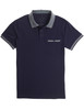 classic men's navy polo with jacquard ribs and chest pocket