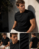 Men's Casual Round Neck Cotton T-Shirt  (2204) Black
