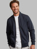 Men's navy full zip sweat shirt with suede trim by Vedoneire of Ireland