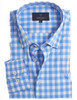 Men's soft bamboo mix summer blue check shirt Vedoneire of Ireland