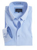 Men's button down premium cotton shirt in soft blue stripe