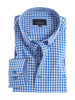Striking blue gingham button down shirt in soft cotton, by Vedoniere of Ireland