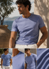 Men's Casual Round Neck  Cotton T-Shirt (2204) Blue Aura