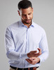 Men's fine cotton shirt with LA finish in subtle blue micro check by Vedoneire of Ireland