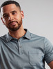 Men's two tone polo, teal, with chest pocket