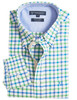 Mens Oxford Cotton Long Sleeve Check Shirt (2284 Mushy Pea) green blue white - by Vedoneire of Ireland