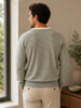 Men's Cotton V-Neck Striped Jumper (4310 Seagreen) green beige