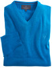 Men's Fine Gauge Cotton V-Neck Jumper (4200 Poolside) blue sweater pullover