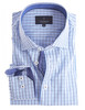 Men's narrow blue check shirt by Vedoneire of Ireland