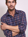 Men's soft brushed cotton winter shirt in autumnal pumpkin check