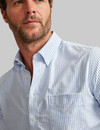 Men's Cotton Long Sleeve Oxford Shirt (2263) Blue Stripe