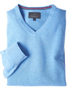 Blue V neck cotton cashmere knit by Vedoneire of Ireland