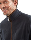 Smart navy men's fleece with suede trim by Vedoneire of Ireland