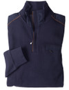 Smart half zip with suede trim and pocket, navy, by Vedoneire of Ireland