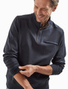 Smart half zip with suede trim and pocket, navy, by Vedoneire of Ireland