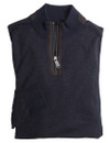 Men's luxury lambswool half zip with suede trim, grey, by Vedoneire of Ireland