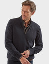 Men's Grey wool half zip with suede trim,  by Vedoneire of Ireland