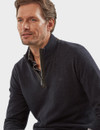 Men's  half zip with suede trim, grey, by Vedoneire of Ireland