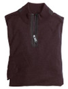 Men's luxury lambswool half zip with suede trim, fig, by Vedoneire of Ireland