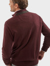 Men's  half zip with suede trim, fig, by Vedoneire of Ireland
