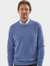 Men's wool round neck knit, blue, by Vedoneire of Ireland