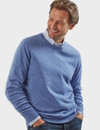 Men's luxury lambswool round neck knit, blue, by Vedoneire of Ireland