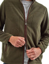 Men's full zip fleece, green, with suede trim detail by Vedoneire of Ireland