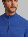 soft cotton blue quarter zip with rib detail by Vedoneire of Ireland