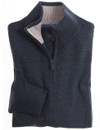 dark denim cotton half zip with rib detail and contrast inside neck by Vedoneire of Ireland