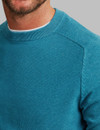 Men's texture cotton crew in teal colour by Vedoneire of Ireland