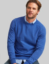 Men's blue cotton knit with texture body and plain knit sleeves by Vedoneire of Ireland