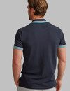 Men's navy polo with colour tipping on rib and chest pocket