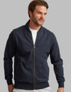 Men's navy full zip sweat shirt with suede trim by Vedoneire of Ireland